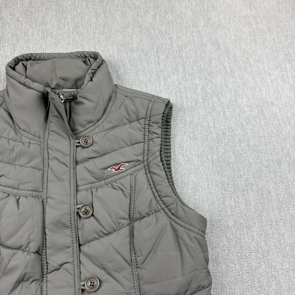 Hollister Vest Womens Medium Gray Puffer Waterfowl Feather Down Full Zip Outdoor - Picture 2 of 11